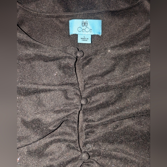 NWT CeCe Holiday Sheer SHIMMER Long Sleeved Evening Cocktail Bling Party Top NYE - Picture 3 of 9